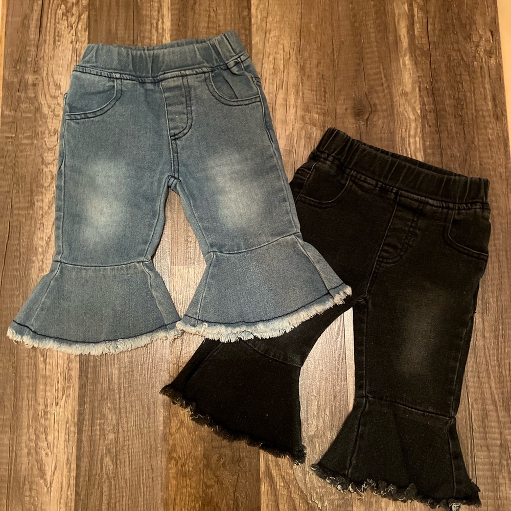 Baby Raw Trim Flare Leg Jeans